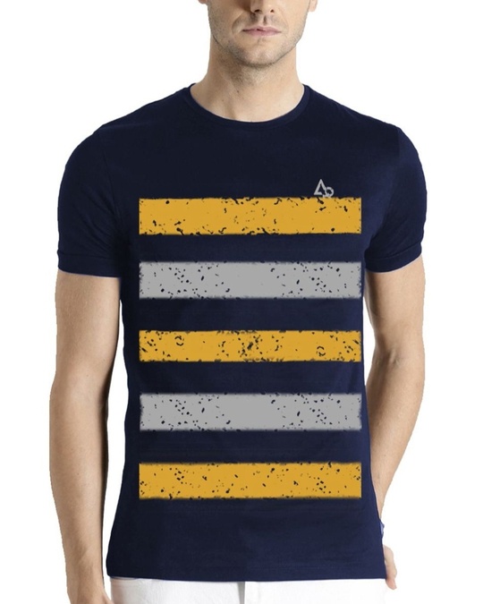 Shop Men's Blue Branded Printed Cotton T-shirt-Front