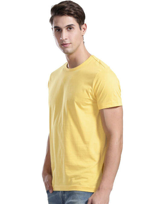 Shop Men's Yellow Cotton Plain T-shirt-Design