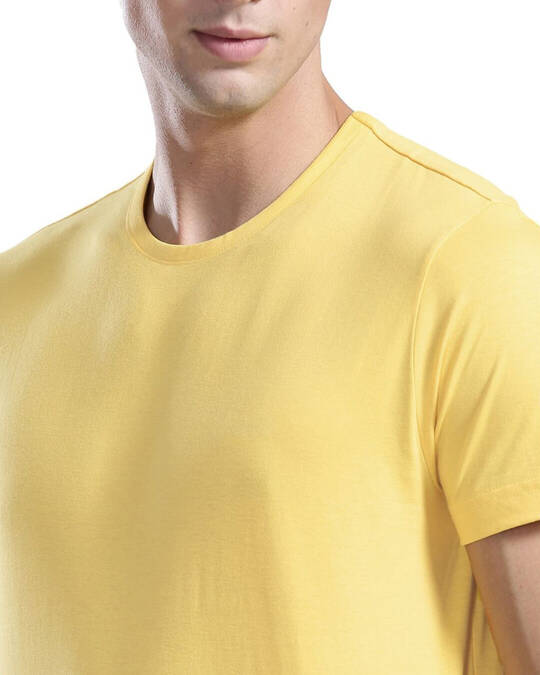 Shop Men's Yellow Cotton Plain T-shirt-Full