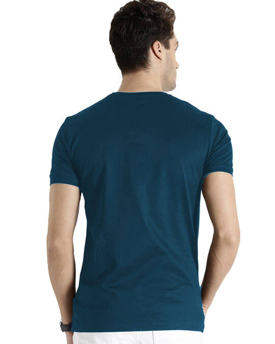 Shop Men's Blue Cotton Plain T-shirt-Back