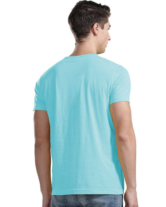 Shop Men's Blue Cotton Smiley Design Printed Half Sleeve T-shirt-Back