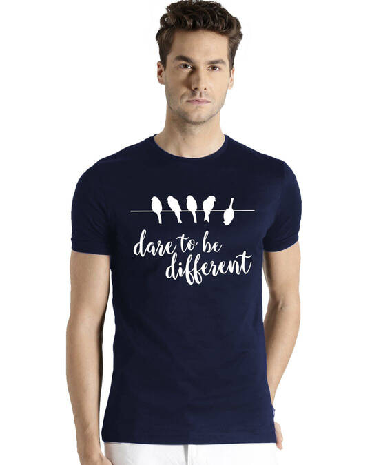 Shop Men's Dare to be Different Typograpy Cotton Printed T-shirt-Front