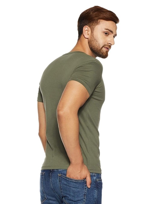Shop Men's Green Graphic Print Regular Fit T-shirt-Back