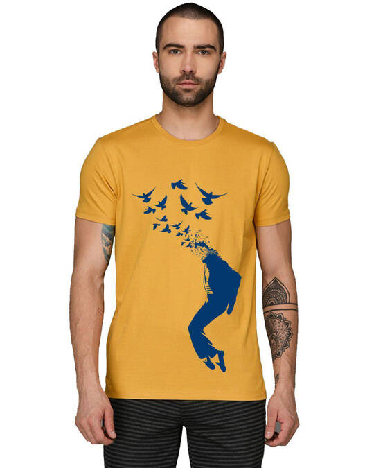 Shop Men's Yellow Regular Fit T-shirt