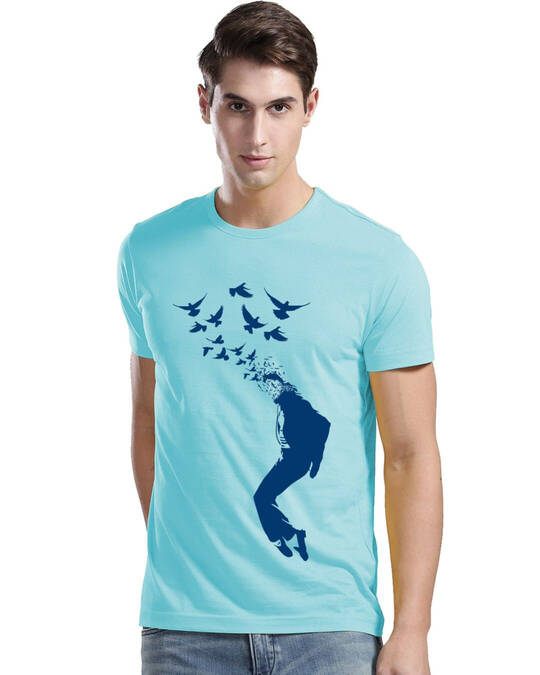 Shop Men's Blue Half Sleeve Regular Fit T-shirt