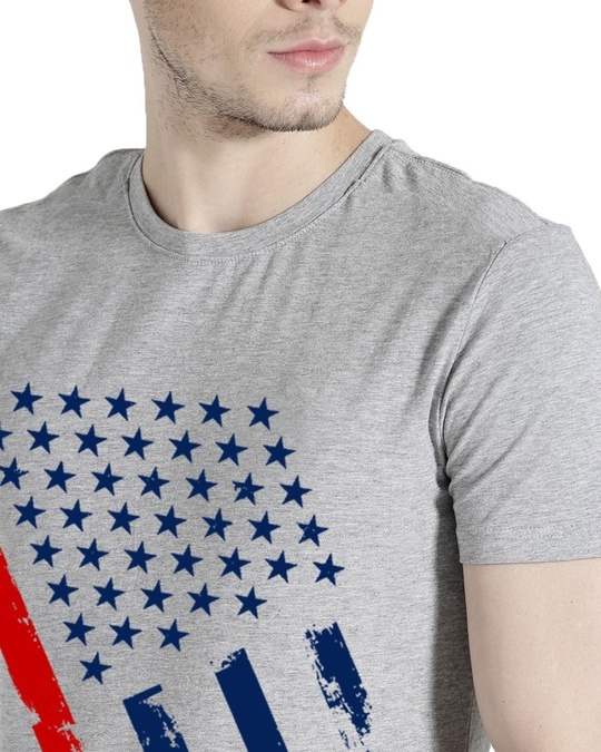 Shop Men's Grey USA Flag Printed Cotton T-shirt-Design