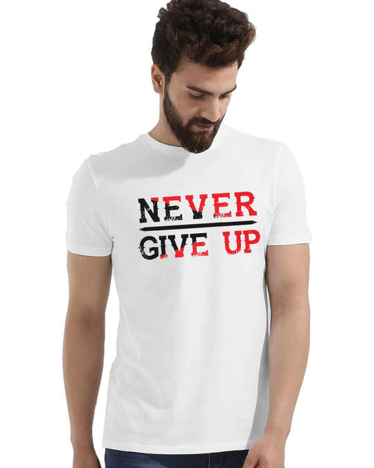 Shop Naver Give Up Design Printed T-shirt for Men's-Front