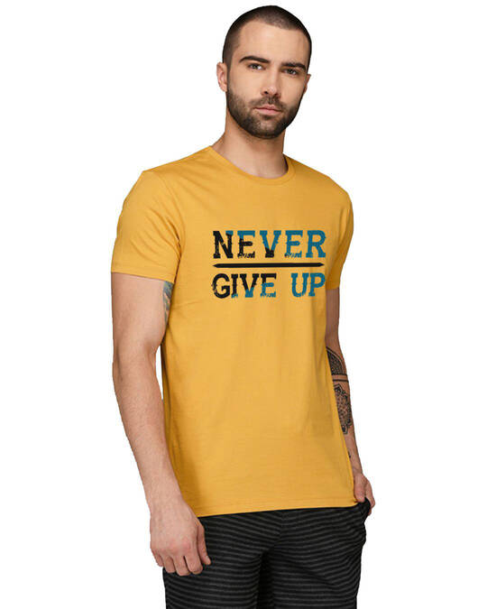Shop Never Give Up Design Printed T-shirt for Men's-Design