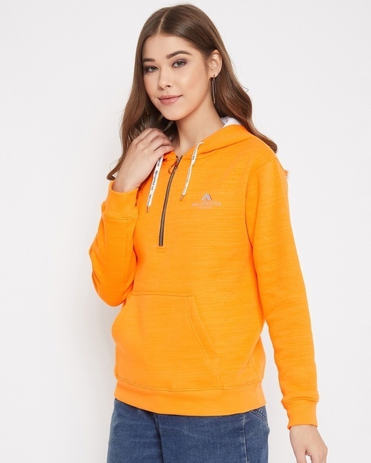 Shop Women's Orange Regular Fit Hoodie-Back