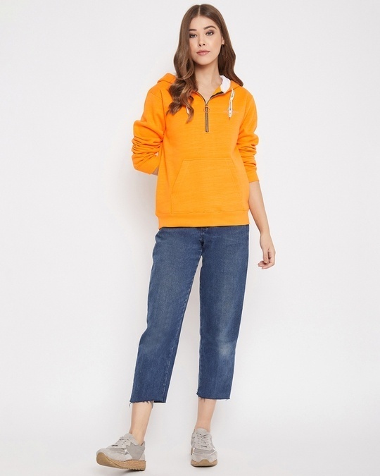 Shop Women's Orange Regular Fit Hoodie