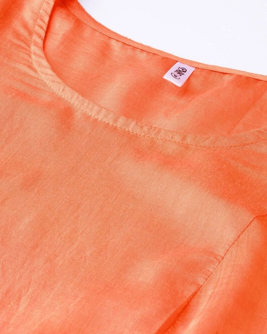 Shop Orange Solid Kurta Set With Digital Printed Dupatta-Full