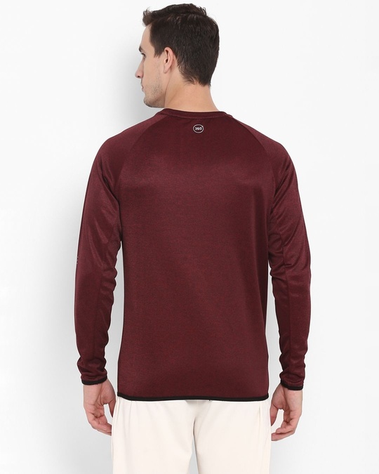 Shop Men Maroon Self Design Slim Fit Sweatshirt-Back