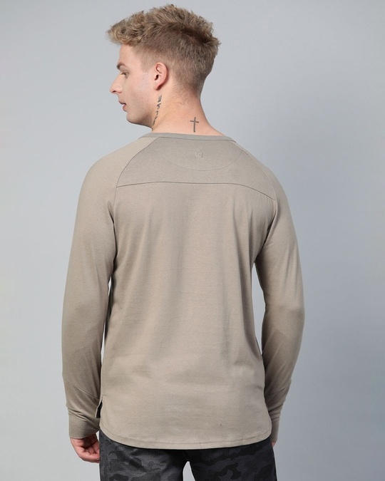 Shop Men's Beige Slim Fit T-shirt-Back