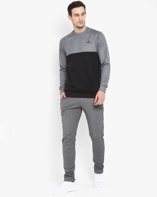 Shop Men Black Color Block Slim Fit Sweatshirt