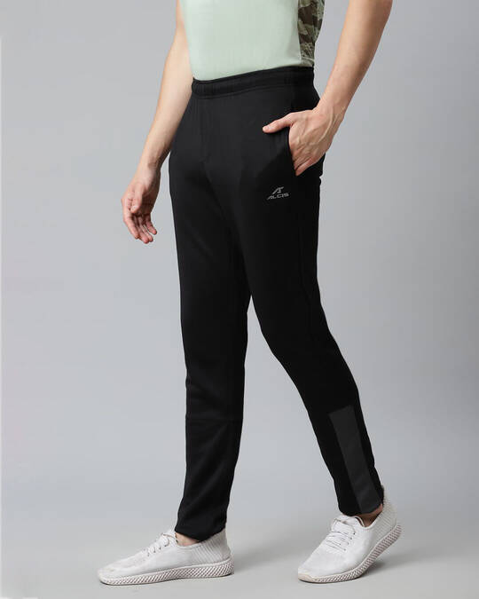 Shop Men Black Slim Fit Solid Track Pants-Full