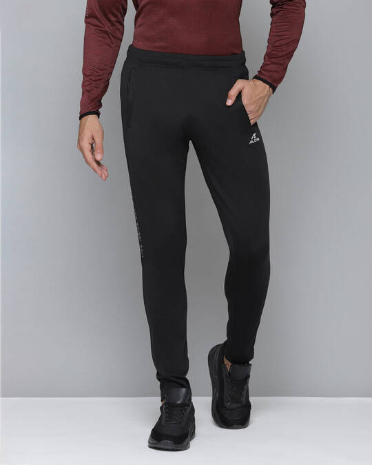 Shop Men Black Solid Regular Fit Track Pants-Front