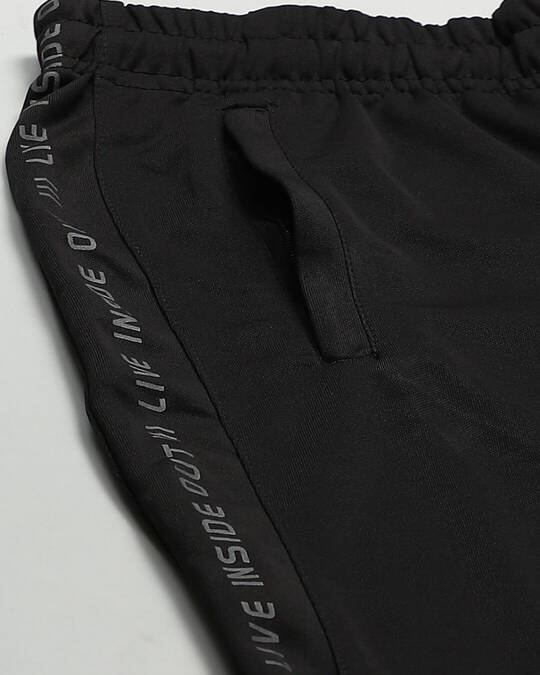 Shop Men Black Solid Regular Fit Track Pants