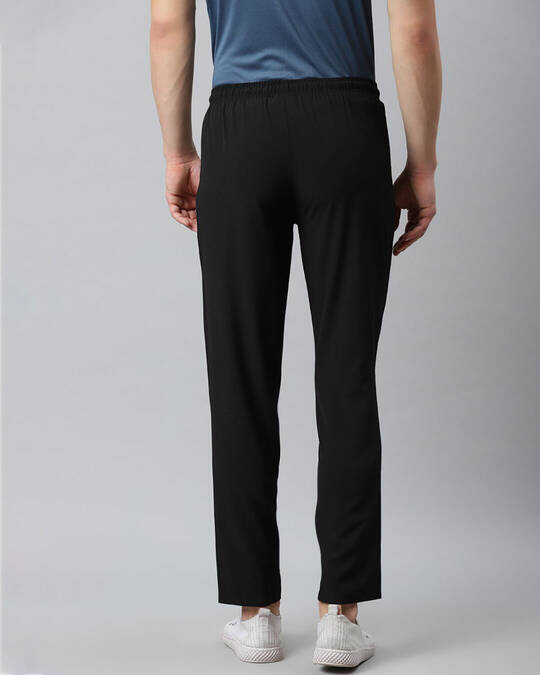 Shop Men Black Solid Track Pants-Design