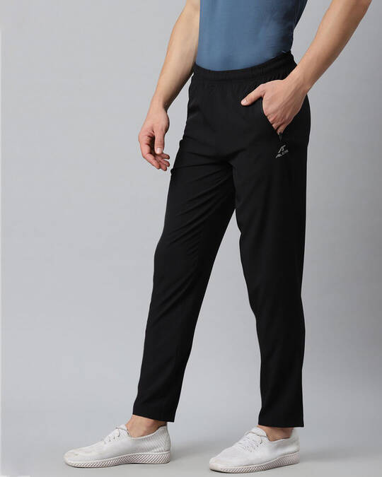 Shop Men Black Solid Track Pants-Full