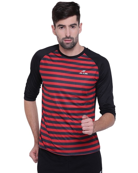 Shop Men's Multicolor Striped Slim Fit T-shirt-Front