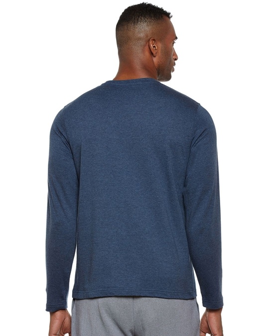 Shop Men Blue Printed Slim Fit Sweatshirt-Back