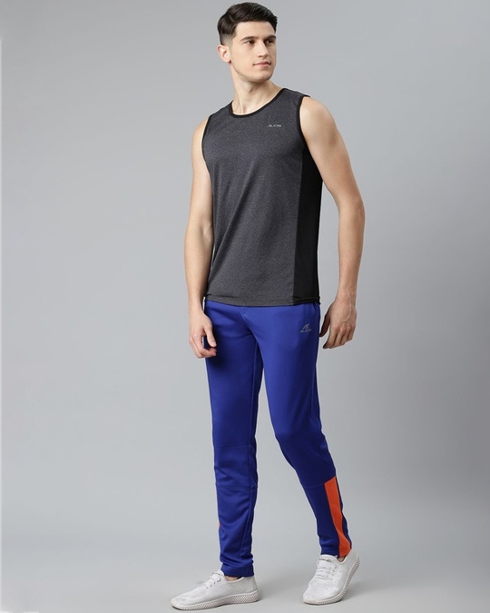 Shop Men Blue Slim Fit Solid Track Pants-Design