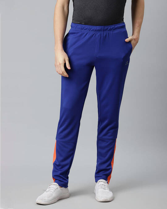 Shop Men Blue Slim Fit Solid Track Pants-Front