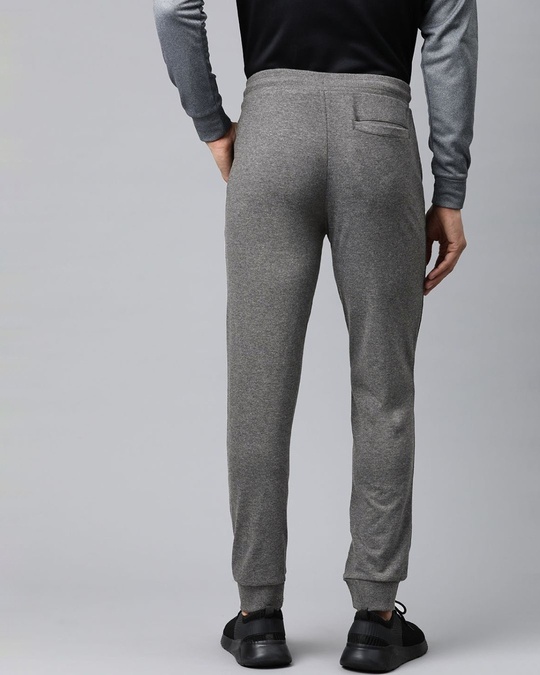 Shop Men's Charcoal Grey Solid Slim Fit Track Pants-Back