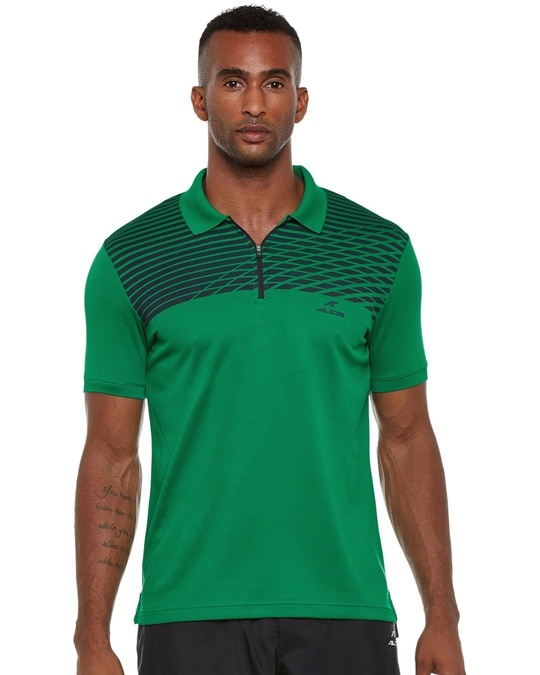 Shop Men's Green Printed Slim Fit T-shirt-Front