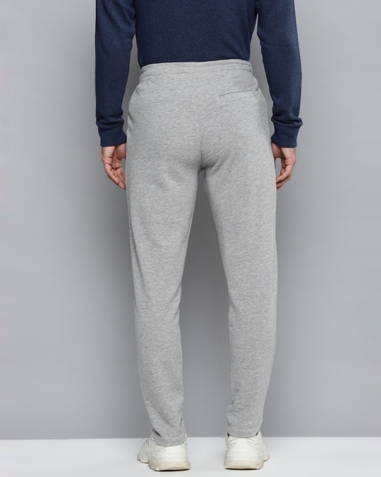 Shop Men's Grey Melange Slim Fit Solid Joggers-Back