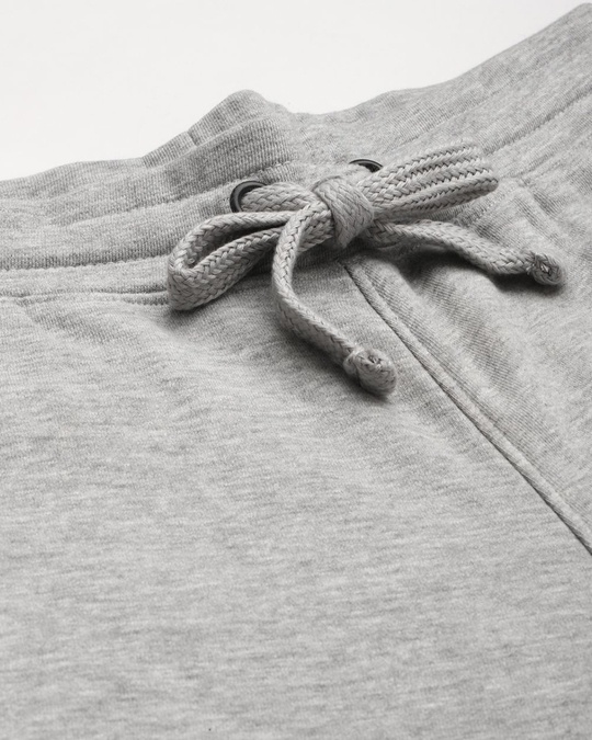 Shop Men's Grey Melange Solid Slim Fit Joggers With Printed Detail-Full