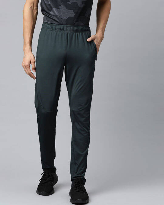 Shop Men's Grey Solid Slim Fit Track Pants-Front