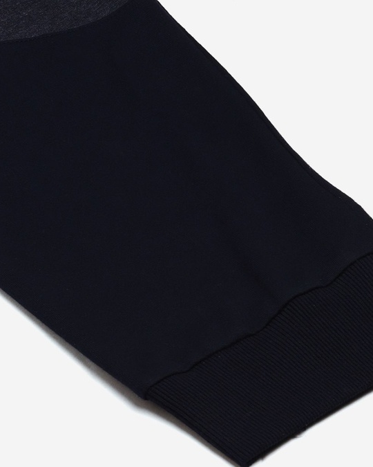 Shop Men's Navy Blue & Black Colourblocked Slim Fit Joggers