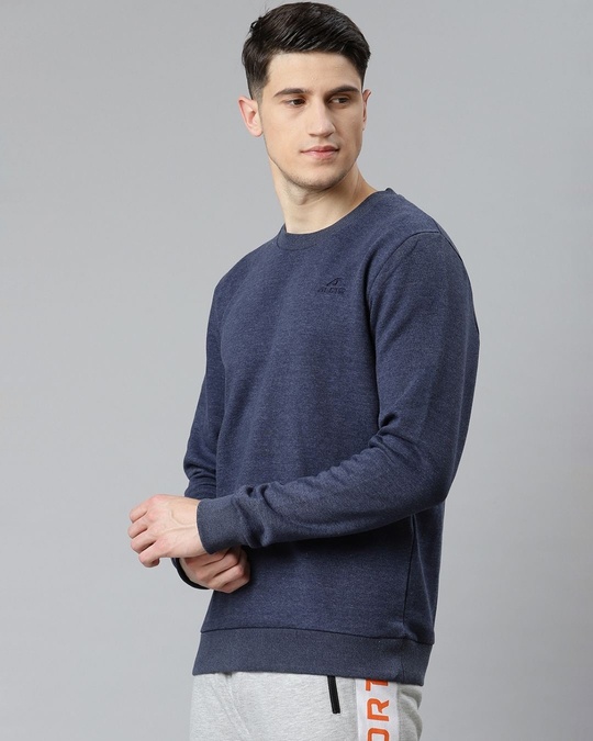Shop Men Blue Slim Fit Sweatshirt-Design
