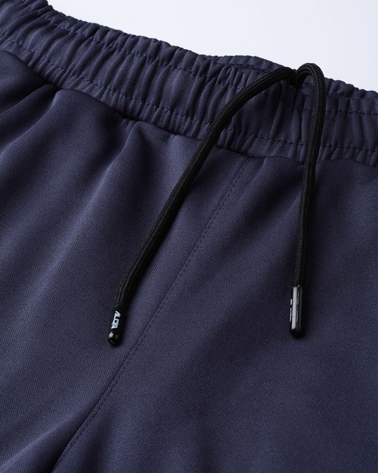 Shop Men's Navy Blue Solid Rajasthan Royal Slim Fit Track Pants-Back