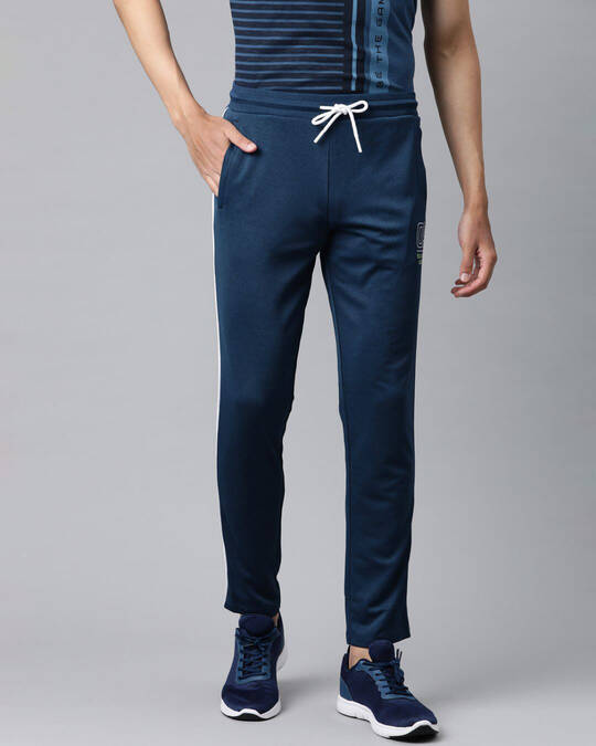 Shop Men's Navy Blue Solid Track Pants-Front