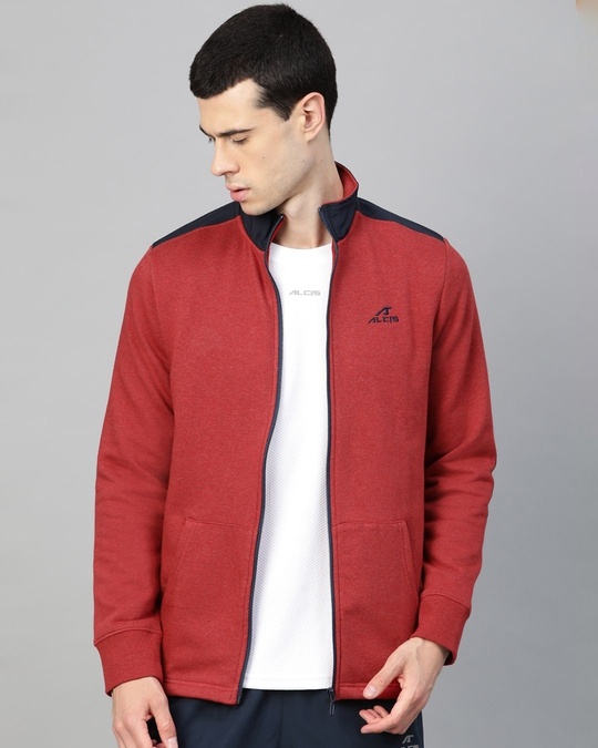 Shop Men Red Slim Fit Jacket-Front