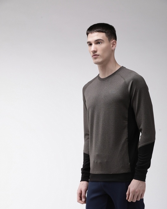 Shop Men's Charcoal Grey Training Slim Fit Sweatshirt-Back