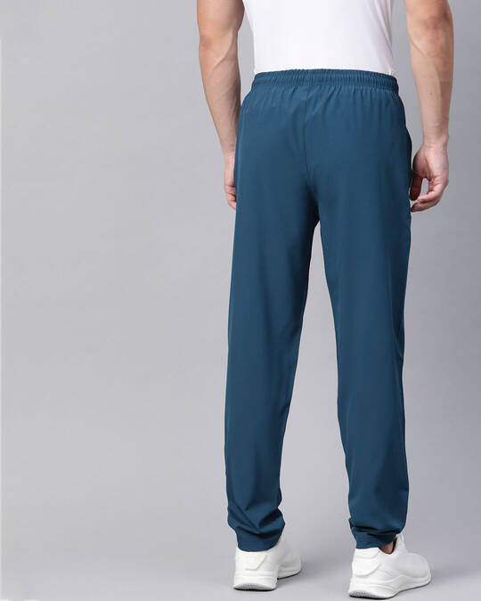 Shop Men Teal Blue Solid Track Pants-Back