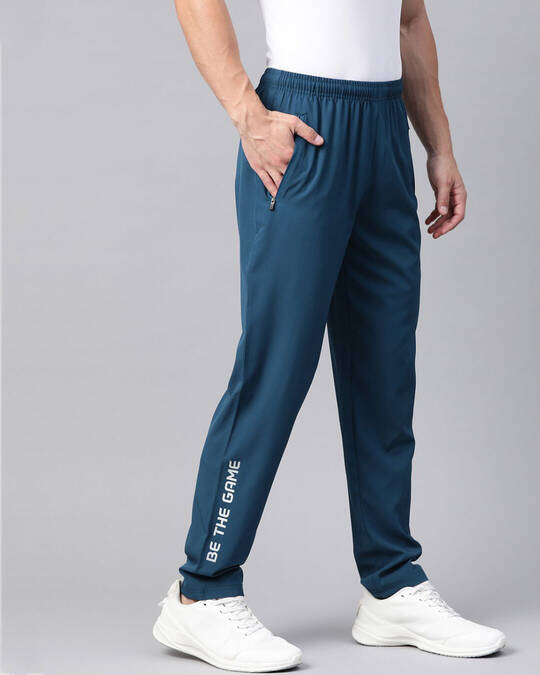 Shop Men Teal Blue Solid Track Pants-Design