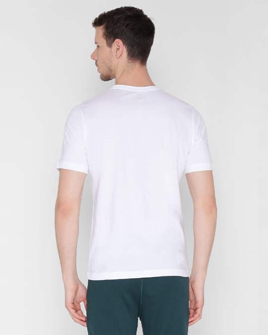 Shop Men's White Printed Slim Fit T-shirt-Back