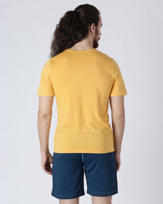 Shop Men's Yellow Printed Slim Fit T-shirt-Back