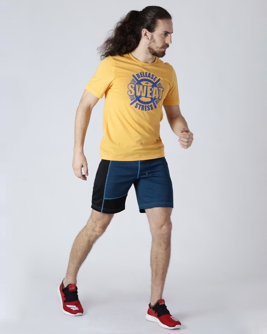 Shop Men's Yellow Printed Slim Fit T-shirt