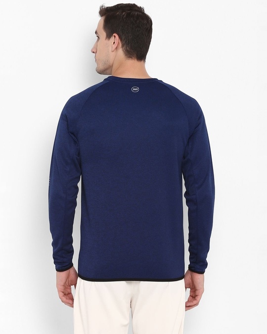 Shop Men Blue Self Design Slim Fit Sweatshirt-Back