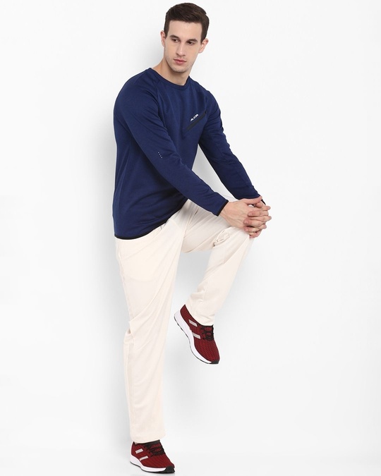 Shop Men Blue Self Design Slim Fit Sweatshirt