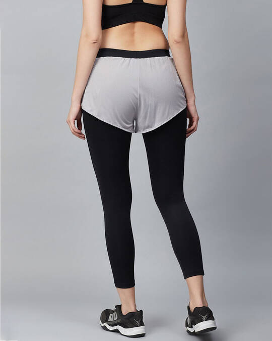 Shop Women Black & Grey Colourblocked Cropped Running Tights-Design