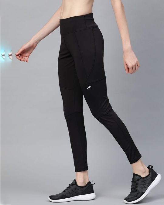 Shop Women Black Secure Fit Solid Cropped Training Tights-Design