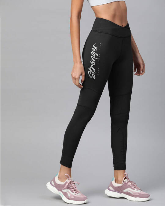 Shop Women Black Solid Cropped Tights-Design