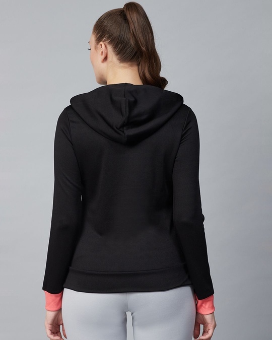Shop Women Black Slim Fit Sweatshirt-Back