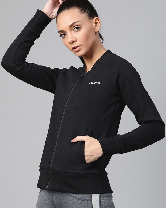 Shop Women Black Slim Fit Jacket-Design
